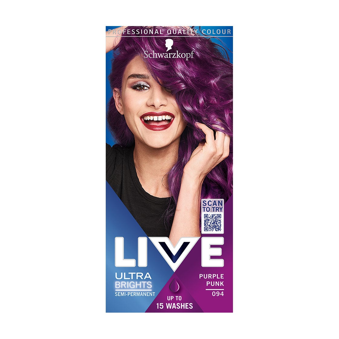 Напівстійка крем-фарба для волосся Schwarzkopf LIVE Ultra Brights 094 Purple Punk, 60 мл