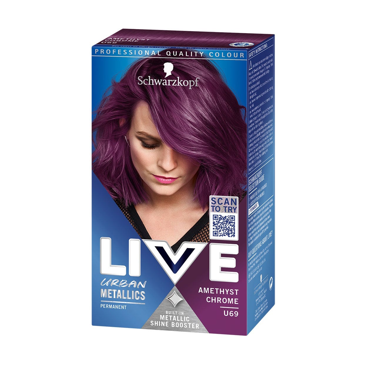 Стійка крем-фарба для волосся Schwarzkopf LIVE Urban Metallics, U69 Amethyst Chrome, 142.5 мл