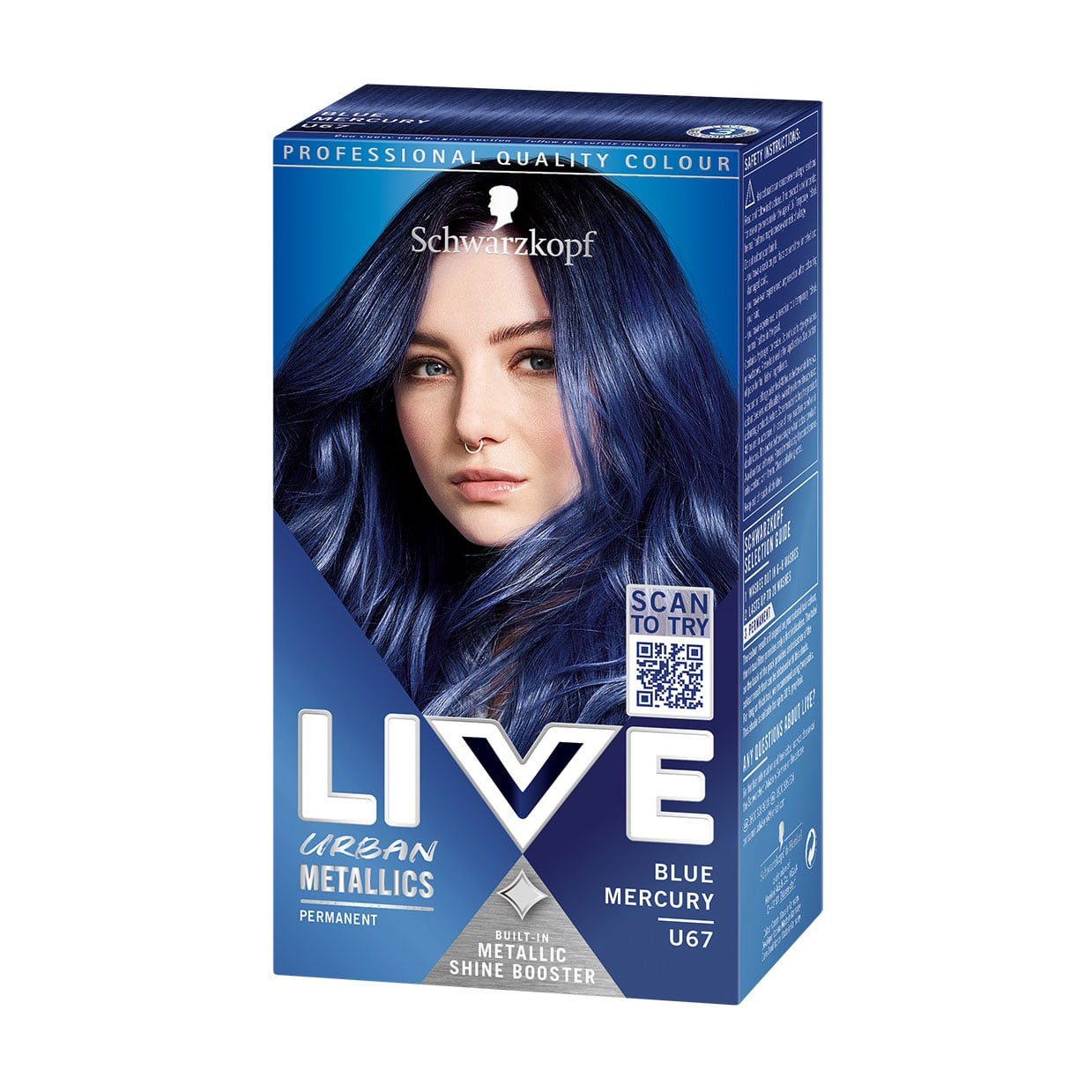 Стійка крем-фарба для волосся Schwarzkopf LIVE Urban Metallics, U67 Blue Mercury, 142.5 мл